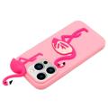 3D Cartoon iPhone 14 Pro TPU-deksel - Flamingo