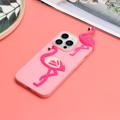 3D Cartoon iPhone 14 Pro TPU-deksel - Flamingo