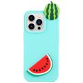 3D Cartoon iPhone 14 Pro TPU-deksel - Vannmelon