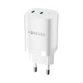 Forever TC-05-35CC 35W GaN-veggladder - 2xUSB-C, Power Delivery, Quick Charge - hvit