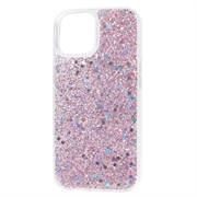 iPhone 15 Plus Glitter Flakes TPU-deksel - Rosa