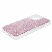 iPhone 15 Plus Glitter Flakes TPU-deksel - Rosa