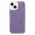 iPhone 15 Plus Glitter Flakes TPU-deksel - Lilla