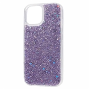 iPhone 15 Plus Glitter Flakes TPU-deksel - Lilla