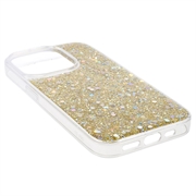 iPhone 15 Pro Glitter Flakes TPU-deksel - Gull