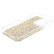 iPhone 15 Pro Glitter Flakes TPU-deksel - Gull