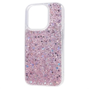 iPhone 15 Pro Max Glitter Flakes TPU-deksel - Rosa