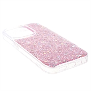 iPhone 15 Pro Max Glitter Flakes TPU-deksel - Rosa