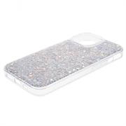 iPhone 15 Glitter Flakes TPU-deksel - Sølv