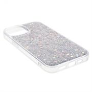 iPhone 15 Glitter Flakes TPU-deksel - Sølv