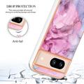 Google Pixel 8a Marble Pattern Electroplated IMD TPU-deksel - Blå / Rosa