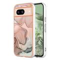 Google Pixel 8a Marble Pattern Electroplated IMD TPU-deksel - Rosa