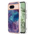 Google Pixel 8a Marble Pattern Electroplated IMD TPU-deksel - Lilla