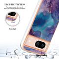 Google Pixel 8a Marble Pattern Electroplated IMD TPU-deksel - Lilla