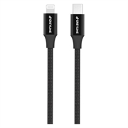 GreyLime 18W Flettet USB-C / Lightning Kabel - MFi-Sertifisert - 1m - Svart