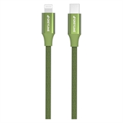 GreyLime 18W Flettet USB-C / Lightning Kabel - MFi-Sertifisert - 1m - Grön