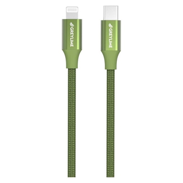 GreyLime 18W Flettet USB-C / Lightning Kabel - MFi-Sertifisert - 2m - Grønn