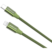 GreyLime 18W Flettet USB-C / Lightning Kabel - MFi-Sertifisert - 2m - Grønn