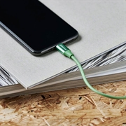 GreyLime 18W Flettet USB-C / Lightning Kabel - MFi-Sertifisert - 2m - Grønn