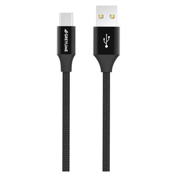 GreyLime Flettet USB-A / USB-C Kabel - 1m - Svart