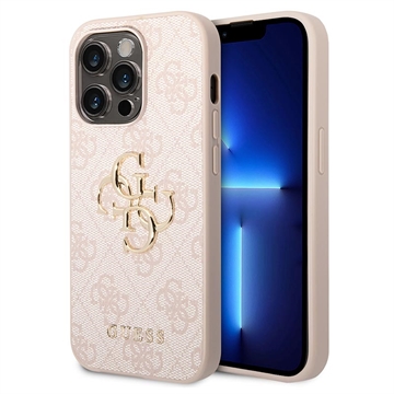 iPhone 15 Pro Guess 4G Big Metal Logo Hybrid-deksel - Rosa