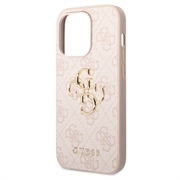 iPhone 15 Pro Guess 4G Big Metal Logo Hybrid-deksel - Rosa