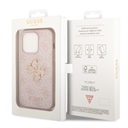 iPhone 15 Pro Guess 4G Big Metal Logo Hybrid-deksel - Rosa