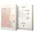 Guess 4G Edition Bundle Pack iPhone 14 Deksel & Trådløs Lader - Rosa