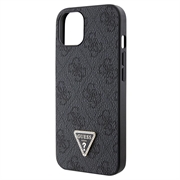 iPhone 15 Guess 4G Strass Triangle Metal Deksel med Crossbody-stropp - Svart