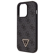 iPhone 15 Pro Max Guess 4G Strass Triangle Metal Deksel med Crossbody-stropp - Svart