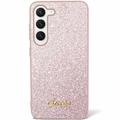 Samsung Galaxy S24 Guess Glitter Flakes Metal Logo Hybrid-deksel - Rosa