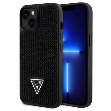 iPhone 15 Plus Guess Rhinestones Triangle Metal Logo Deksel - Svart