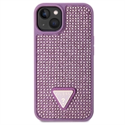 iPhone 15 Guess Rhinestones Triangle Metal Logo Deksel - Lilla