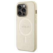 iPhone 15 Pro Guess Saffiano Hybrid-deksel - MagSafe Kompatibel - Beige