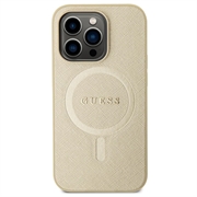 iPhone 15 Pro Guess Saffiano Hybrid-deksel - MagSafe Kompatibel - Beige