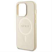 iPhone 15 Pro Guess Saffiano Hybrid-deksel - MagSafe Kompatibel - Beige