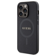 iPhone 15 Pro Guess Saffiano Hybrid-deksel - MagSafe Kompatibel - Svart