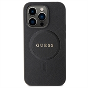 iPhone 15 Pro Guess Saffiano Hybrid-deksel - MagSafe Kompatibel - Svart