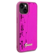 iPhone 15 Guess Sequin Script Logo Deksel - Magenta