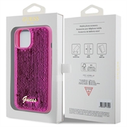 iPhone 15 Guess Sequin Script Logo Deksel - Magenta