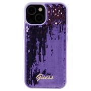 iPhone 15 Guess Sequin Script Logo Deksel - Lilla