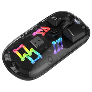 HXSJ T200 Dual-Mode trådløs Bluetooth-mus med RGB-belysning - svart