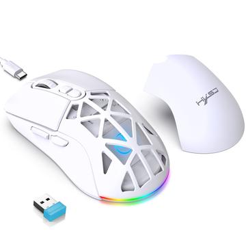 HXSJ T26 RGB-bakgrunnsbelyst trådløs mus / Bluetooth-mus 4800 DPI - hvit