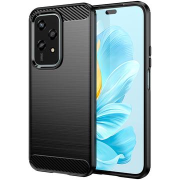 Honor 200 Lite Børstet TPU Deksel - Karbonfiber - Svart