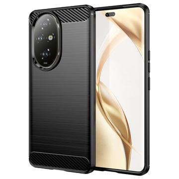 Honor 200 Pro Børstet TPU Deksel - Karbonfiber - Svart