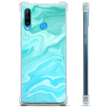 Huawei P30 Lite Hybrid-deksel - Blå Marmor