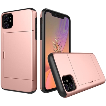 iPhone 11 Hybrid-deksel med Skyvekortspor - Roségull