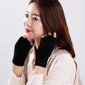 Knitted Soft Wool Fingerless Mittens - Black