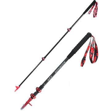 Kodenor 3-delt justerbar trekkingstav / vandringsstav - 63-135cm - rød