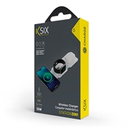 Ksix 3-i-1 sammenleggbar trådløs lader 15W - iPhone, Apple Watch, AirPods - Hvit